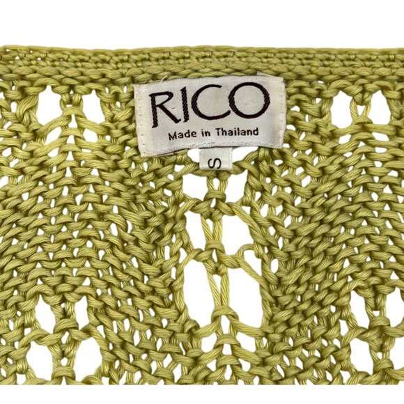 Rico Womens Lime Green Knit Button-Up Cardigan Y2K Style Lightweight Sweater - Picture 2 of 5